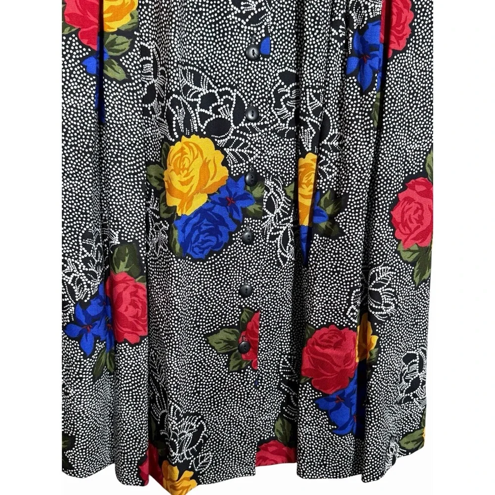 Vintage 90's Maxi Skirt 12 Floral Cottagecore Boho‎ Button Front Nolan USA
